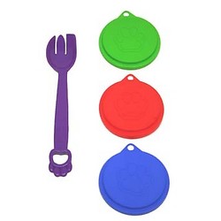 PLASTIC CAN COVERS (3) W/FORK
