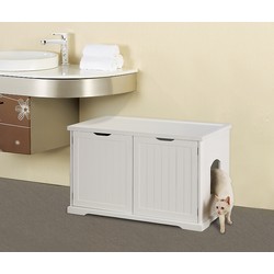 Cat Washroom Bench - Litter Box Cover in White