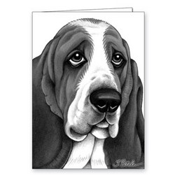 Dog Black and White Greeting Cards - 5" x 7" (2/Case) (Breeds Akita-Corgi)