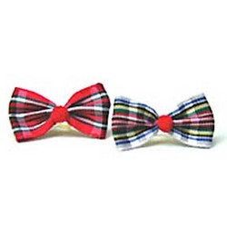 Tartan Bow with Pompoms