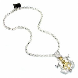 Sterling Silver and Gold Royal Anchor Necklace