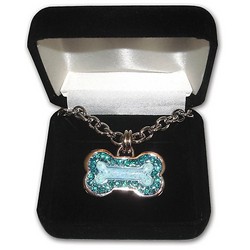 Sterling Silver Bone with Blue Glitter and Crystals