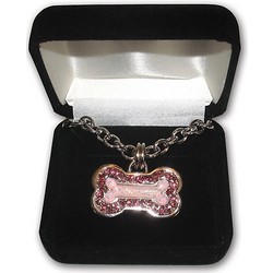 Sterling Silver Bone with Pink Glitter and Crystals