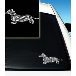 Dachshund 2 Rhinestone Car Decal