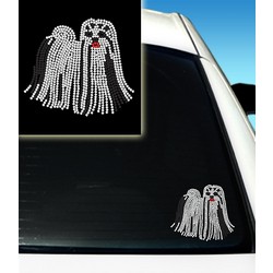 Maltese 2 Rhinestone Car Decal