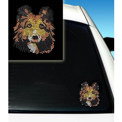 Sheltie Rhinestone Car Decal