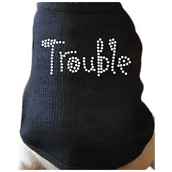 Trouble Rhinestone Dog T-shirt