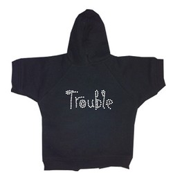 Rhinestone Doggie Hoodies - Trouble