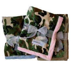 Camouflage Minky W/ Plain Backing