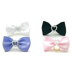 Satin Bow with Pearl Heart Elastics