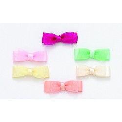 Small Double Satin Sheer Flat Bows Elastics