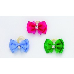 Small Satin Rhinestone Sheer Bows Elastics