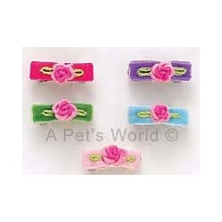 Flat Velvet Bow with Rosette Barrettes
