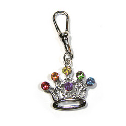 TINY RAINBOW CROWN CRYSTAL DANGLE CHARM