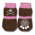 Pink & Brown Skull Doggy Socks: Dogs Pet Apparel 