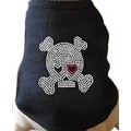 Skull and Crossbones w/ Heart Eyepatch Rhinestone Dog T-shirt: Dogs Pet Apparel T-shirts 