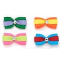 Grosgrain Double Stripe with Rhinestone Elastics: Pet Boutique Products