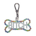 "BITCH" RAINBOW BONE CRYSTAL DANGLE CHARM<br>Item number: JR-001: Dogs Accessories 