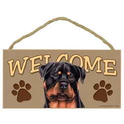 Wood Welcome Signs - 5" x 10" (Breeds Rottweiler-Yorkie)
